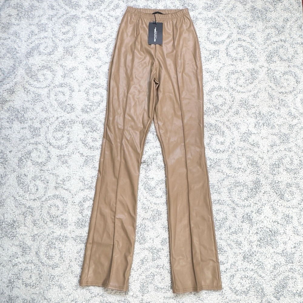 Pretty Little Thing Pin Tuck Trousers Women's‎ 4 Stone Slim Straight High Rise